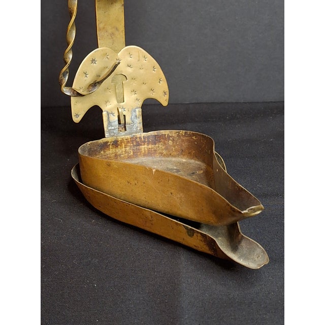 Metal 18th C Rare Museum Grade Antique Brass Double Crusie Phoebe Lamp Huge 8.5" Pierced Backplate Marked For Sale - Image 7 of 16