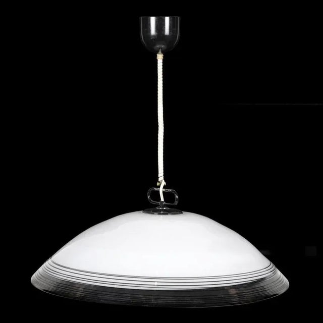 Black and white Murano glass ceiling lamp by Vetri Murano, Italy, 1970s. with the manufacturer's stamp. This piece has an...