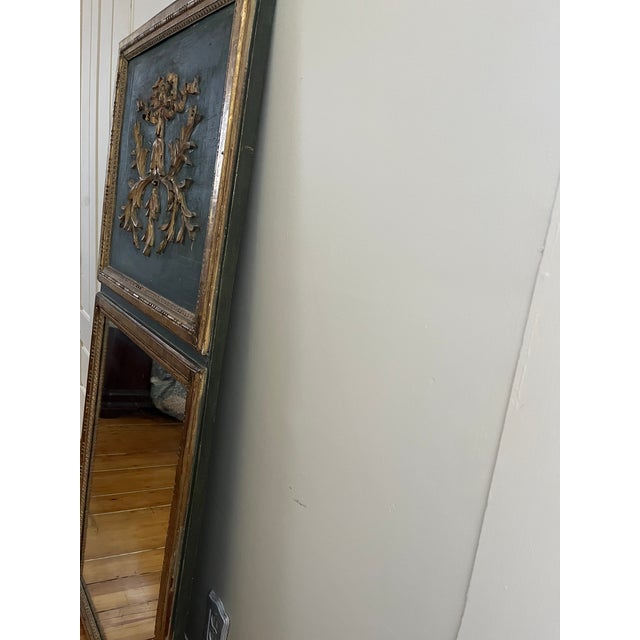 Wood French Original Green Painted and Gilded Tremeau Mirror 19th Century For Sale - Image 7 of 9