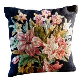 Floral Needlepoint Pillow For Sale