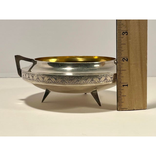 Silver Rare Vintage 1960s Ussr Armenian 875 Silver Gilt Bowl Two Handles 168g For Sale - Image 8 of 10