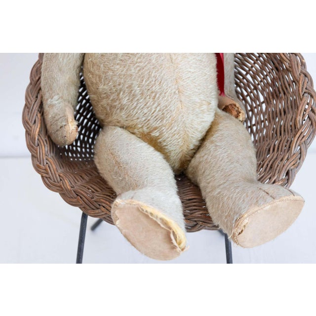 Antique American Teddy Bears with Ribbons Sitting in Wicker Chairs, Priced Each For Sale - Image 4 of 15