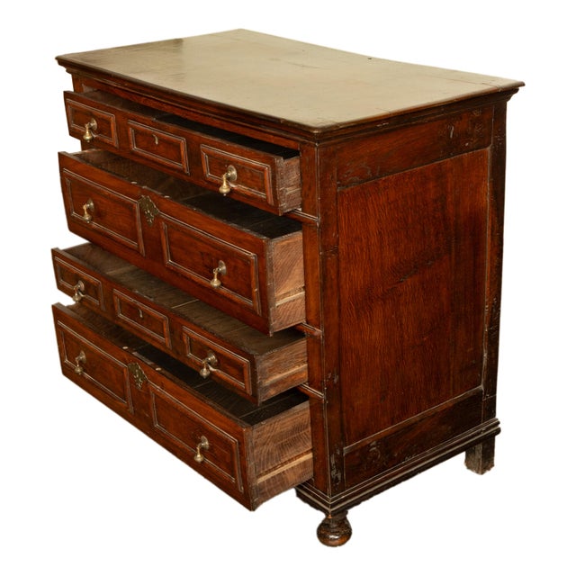 Antique English Country 17th Century Jacobean Charles II Oak Chest Drawers 1680 For Sale - Image 10 of 16