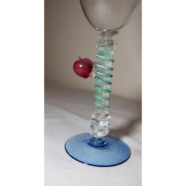 1990s Pair of Hand Blown Harry Stuart RPM Studio Art Glass Goblet Chalice Wine Glass For Sale - Image 4 of 11