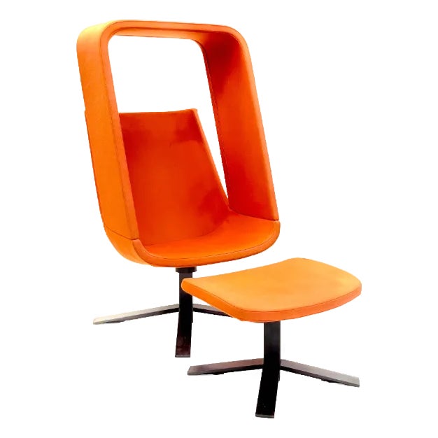 Vintage "Window Seat" Lounge Chair & Ottoman by Haworth For Sale