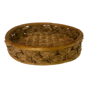 1980s Seagrass, Bamboo, Wicker Rattan Basket Tray