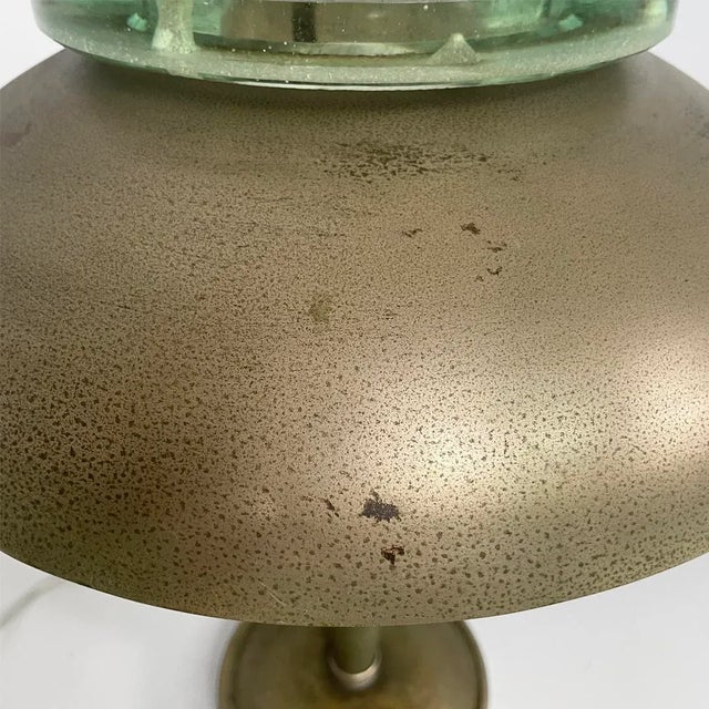 Art Deco Italian Round Brass and Glass Table Lamp, 1930s For Sale - Image 14 of 18