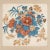 Floral bouquet chintz appliqué quilt square in red, blue, tan, and brown. Framed with a silk mat in UV filtering...