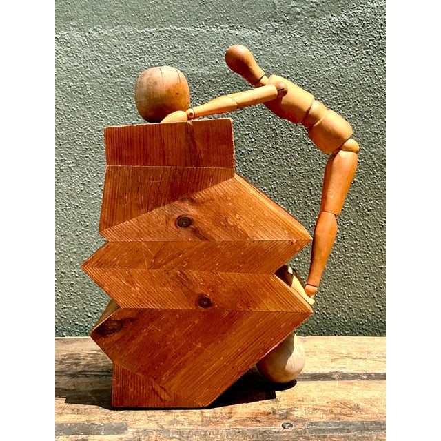 Chocolate Vintage Wood Abstract Form Sculpture For Sale - Image 8 of 17