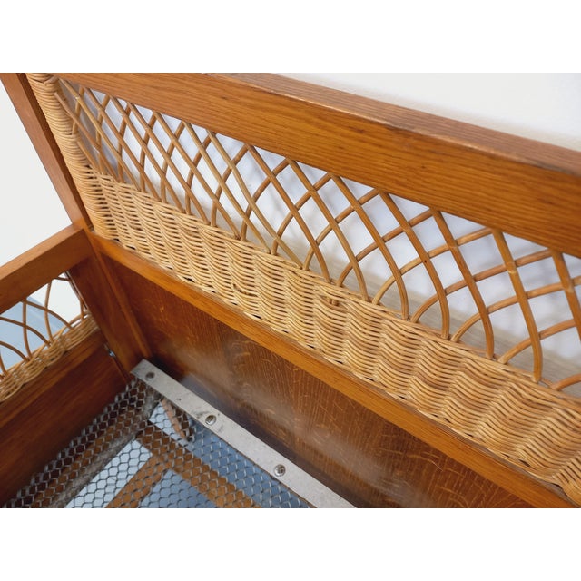 Vintage Baby Cot in Oak and Rattan, 1960s-1970s For Sale - Image 14 of 17