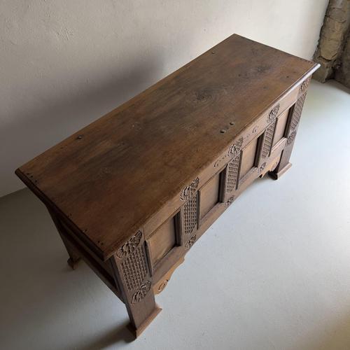 Brown Carved Oak Chest Sideboard, 18th Century For Sale - Image 8 of 13