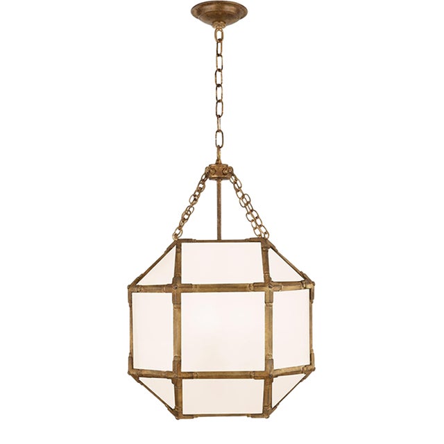 Suzanne Kasler for Visual Comfort Signature Morris Small Lantern in Gilded Iron with White Glass For Sale