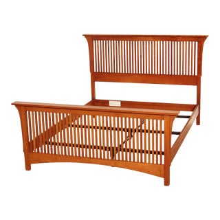 Early 21st Century Stickley Mission Collection Cherry Queen Size Spindle Bed For Sale
