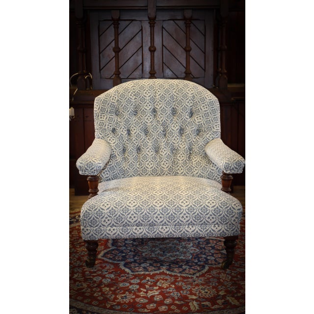 Buttoned Lounge Chair in Ticking Fabric from Howard & Sons For Sale - Image 17 of 18