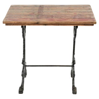 Cast Iron and Patinated Wood Bistro Table For Sale