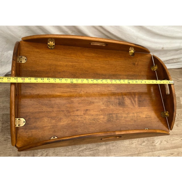 Vintage Ethan Allen Butler's Tray Oval Cocktail Table Colonial Revival Maple For Sale - Image 12 of 14