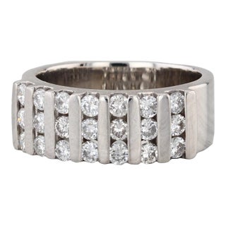 0.85ctw Diamond Ring Platinum Size 7.5 Anniversary Band Stackable For Sale