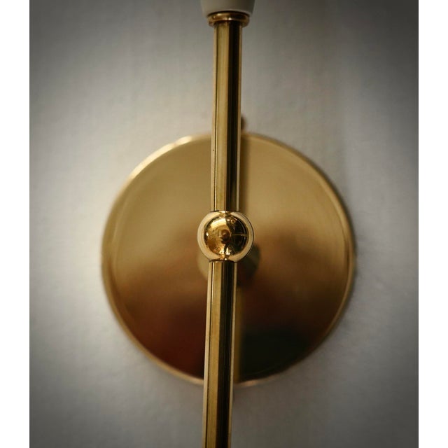 2000 - 2009 Murano Round Art Glass and Brass Pink / Cream Color Wall Light For Sale - Image 5 of 9