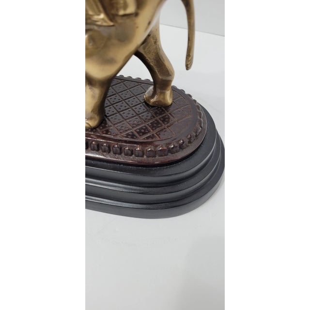 1980s Vintage Brass Elephant Sculpture With Finial 20.5" Safari Luxe Animal Decor Hollywood Regency & Colonial Revival Accent For Sale - Image 5 of 11