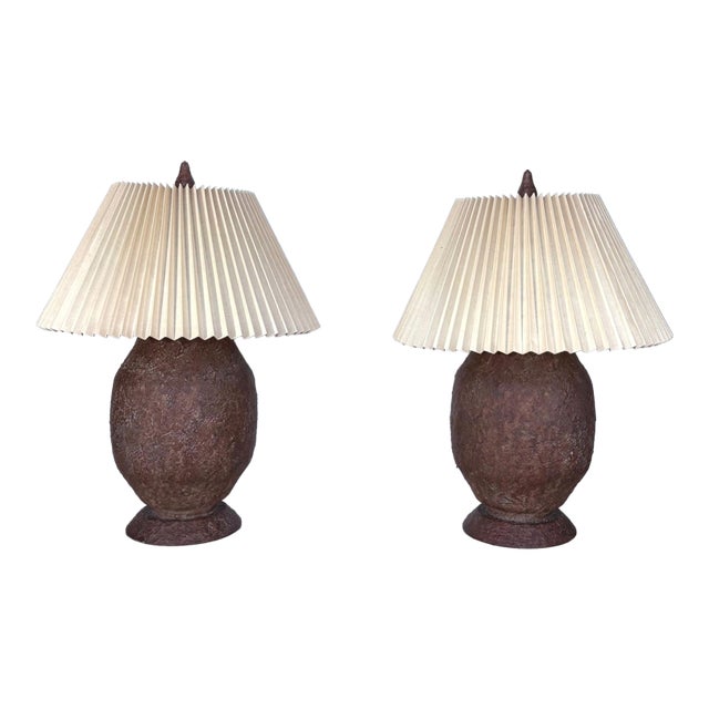 Faux-Stone Table Lamps Set of 2 For Sale