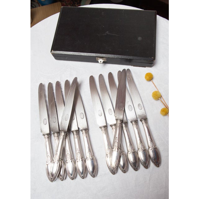 Silver French Empire Model Table Knives from Ercuis, 1900-1915, Set of 12 For Sale - Image 8 of 8