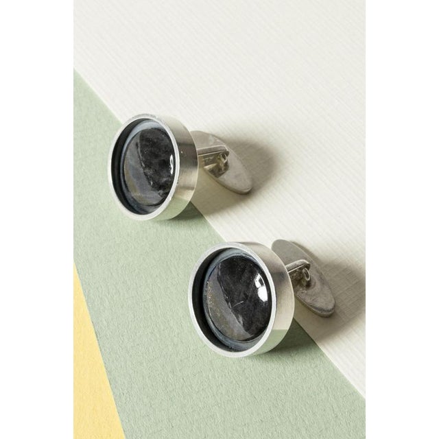 Metal Silver and Spectrolite Cufflinks from Elis Kauppi, 1966, Set of 2 For Sale - Image 7 of 7