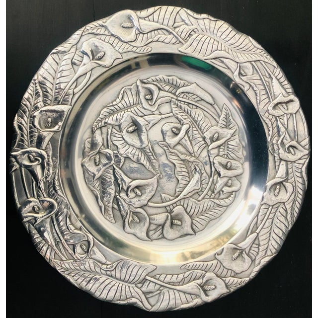 Metal Arthur Court Calla Lilies Serving Plater For Sale - Image 7 of 7