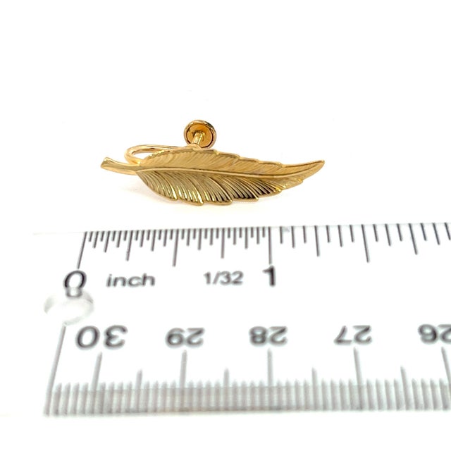 1990s Pair of Tiffany & Co Estate Leaf Earrings Clip-on 14k Gold Plated For Sale In New York - Image 6 of 8
