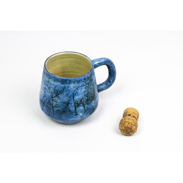 Mid-Century Earthenware Cup with Sgraffito Decoration of Fantastic Animals by Jacques Blin, France, 1960s For Sale - Image 9 of 13