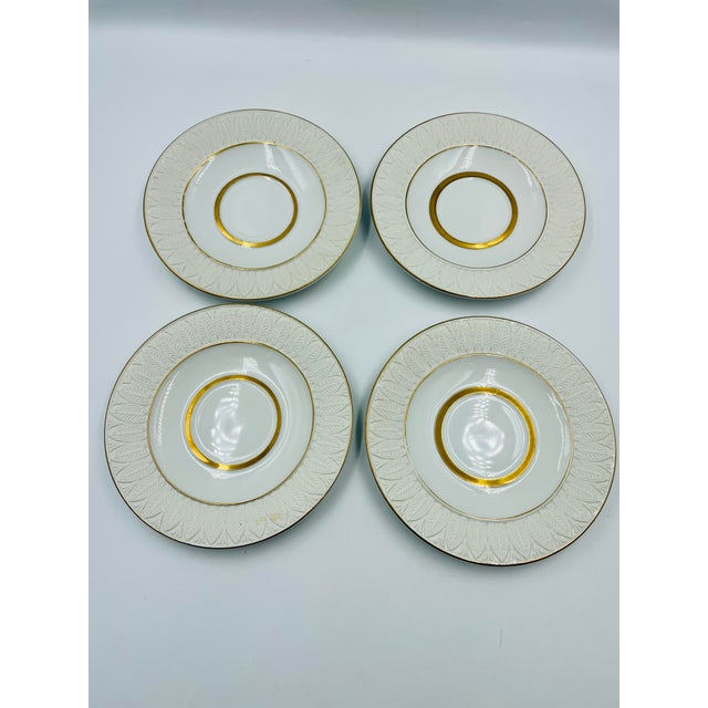Mid 20th Century Mid 20th Century by Sadek Swan Gilded Footed Cups & Saucers - Service for 4 For Sale - Image 5 of 12