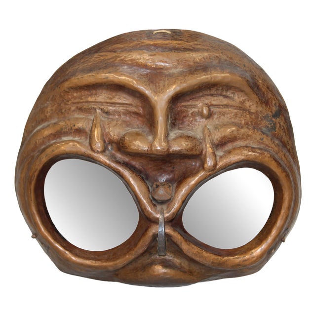 Gothic Copper Mask Wall Decor, 1950s For Sale