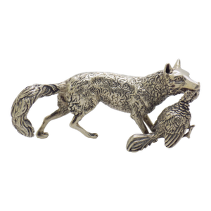 Vintage Italian Handmade Genuine Silver Large Fox With Hunted Game Figurine Rare Sculpture