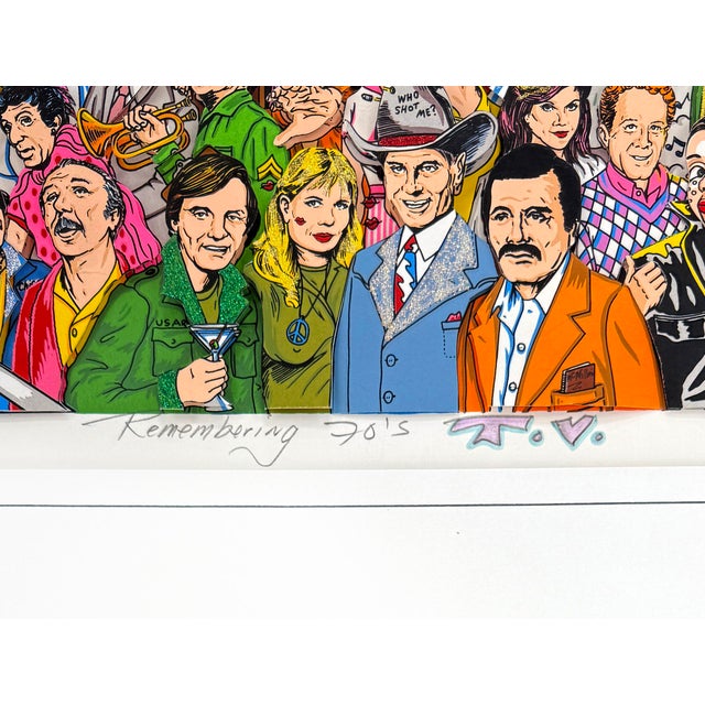 1990s Charles Fazzino, Remembering the 70's, Rare Hand Signed 3d Mixed Media, 36 X 42 In. Framed, 1994 For Sale - Image 5 of 5