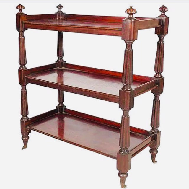 19th-Century English Regency Mahogany Three-Tier Butler’s Trolley Étagère For Sale - Image 4 of 6