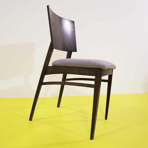 Wood Wooden Chair with Upholstered Seat in Grey Geometric Fabric For Sale - Image 7 of 10