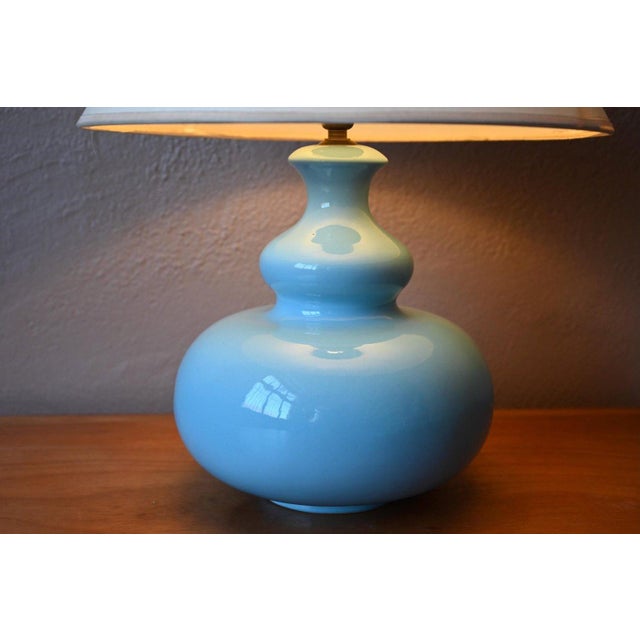 Vintage French Bohemian Blue Ceramic Table Lamp, 1960s For Sale - Image 3 of 10