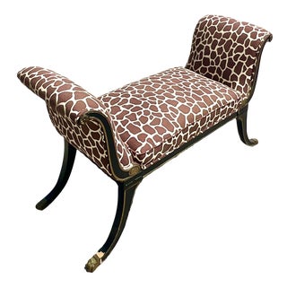 Vintage Regency Kelly Wearstler for Groundworks Giraffe Print Bench For Sale
