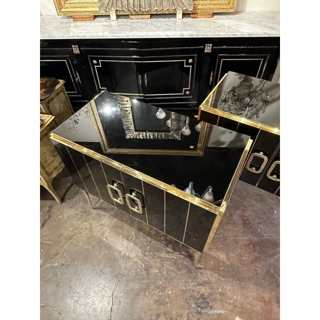 Murano Black Glass and Brass Side Cabinet For Sale - Image 4 of 10