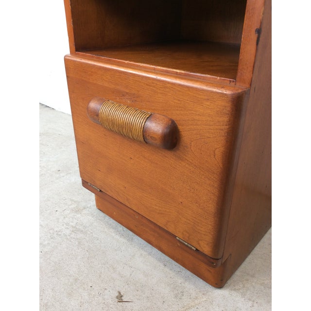 Mid Century Modern Nightstand With Drawer & Drop Front Cabinet by Heywood Wakefield For Sale - Image 15 of 17