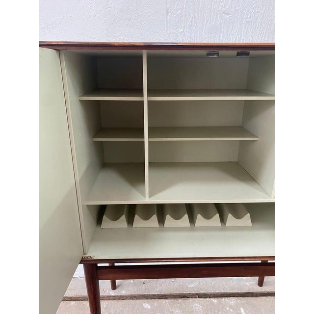 Wood Mid-Century Danish Cocktail Cabinet attributed to Helge Vestergaard Jensen, 1950s For Sale - Image 7 of 16