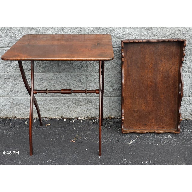 19th Century Mahogany Faux Bamboo Butler Tray Table For Sale - Image 9 of 9