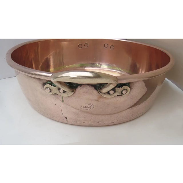 19th Century English Very Copper Cream Preserves Pan Pot by Benham & Froud Retailed by Harrods London For Sale - Image 5 of 10