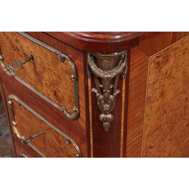 French Burr Walnut Pedestal Desk with Gilt Bronze Ormolu Mounts, 1880s For Sale - Image 18 of 18