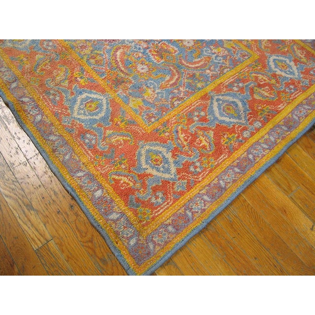 Early 20th Century Small Scatter Size Light Sky Blue Ground Color Rustic Tribal Geometric Herati Design Antique Indian Cotton Agra Rug For Sale - Image 5 of 5