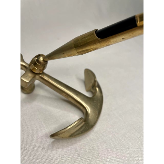 Late 20th Century Nautical Solid Brass Anchor Pen Desk Accessory Set For Sale - Image 5 of 11