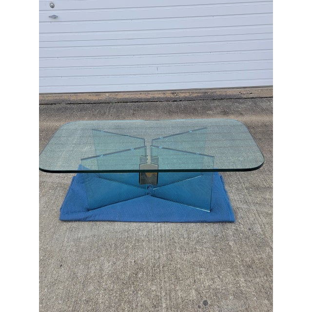 1970s Postmodern Glass and Brass Coffee Table by Leon Rosen for Pace Collection For Sale - Image 10 of 13
