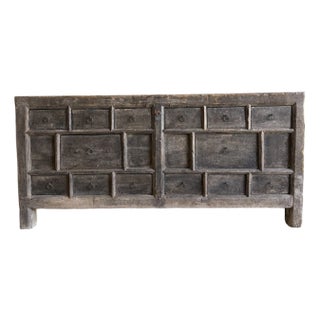 Vintage Painted Elm Wood Cabinet With Drawers For Sale