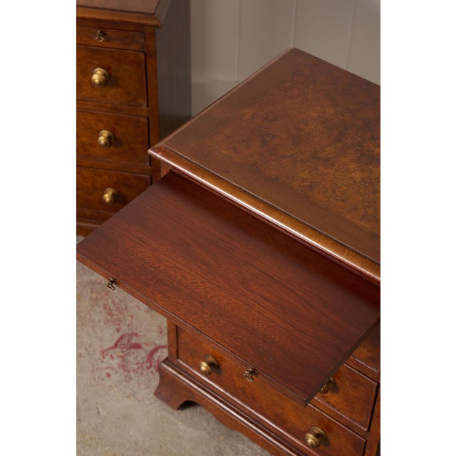Pair of Georgian Style Burl Bedside Chests For Sale - Image 11 of 13