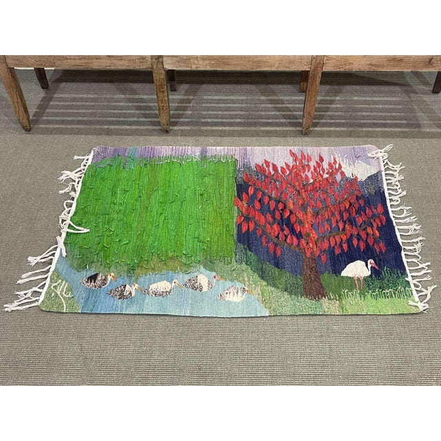 Handmade Egyptian Wool Rug in the style of Wissa Wassef For Sale - Image 6 of 6