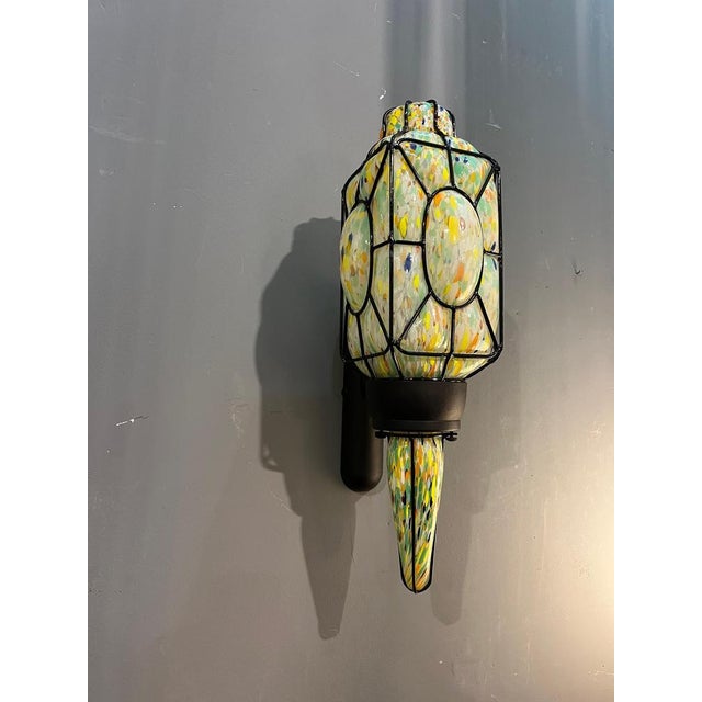 Polychrome Murano Glass Wall Lamp with Black Metal Frame, Italy, 1980s For Sale - Image 3 of 10